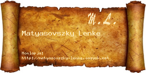 Matyasovszky Lenke névjegykártya